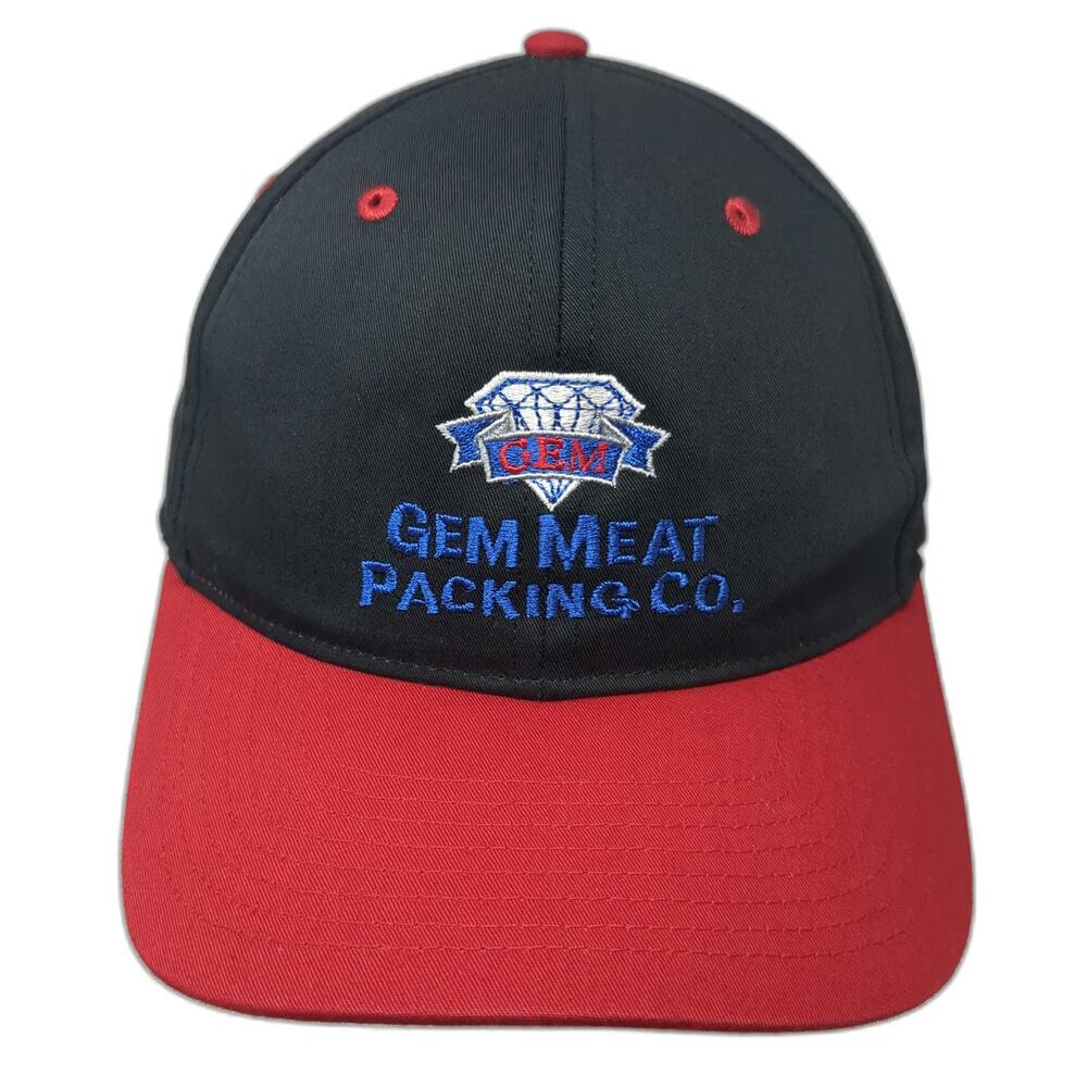 Richardson Snapback Hat Black Red Size L Gem Meat Packing Co Business Logo
